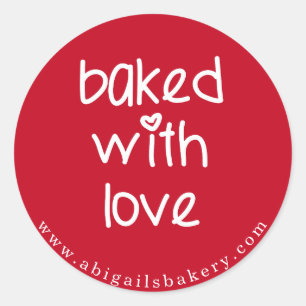 Baked with Love - Personalised Custom Colour Classic Round Sticker