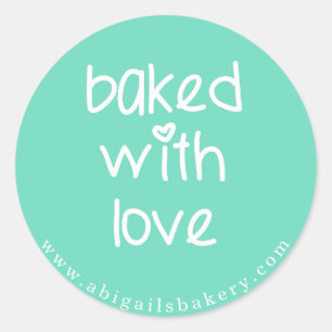 Baked with Love - Personalised Custom Colour Classic Round Sticker
