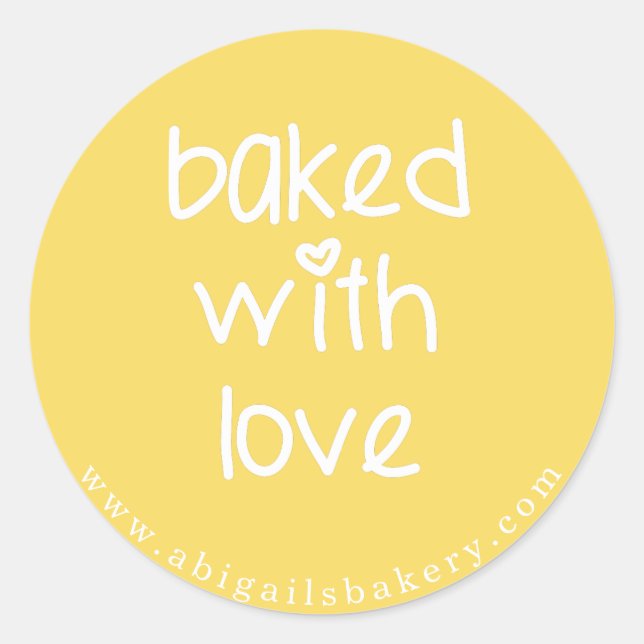 Baked with Love - Personalised Custom Colour Classic Round Sticker (Front)