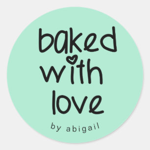 Baked with Love - Personalised Custom Colour Classic Round Sticker