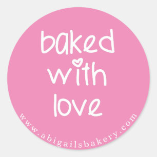 Baked with Love - Personalised Custom Colour Classic Round Sticker