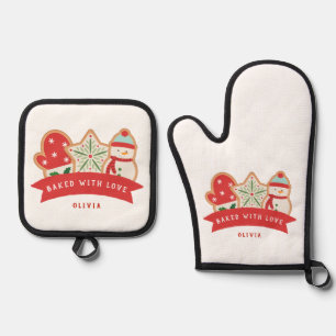 Baked with Love Personalised Oven Mitt & Pot Holder Set