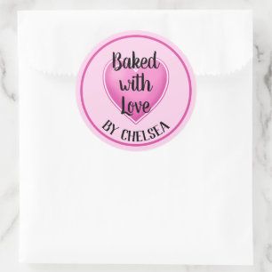 Baked with Love Personalised Round Sticker