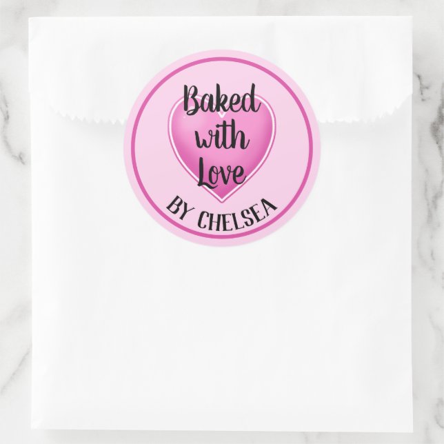 Baked with Love Personalised Round Sticker (Bag)