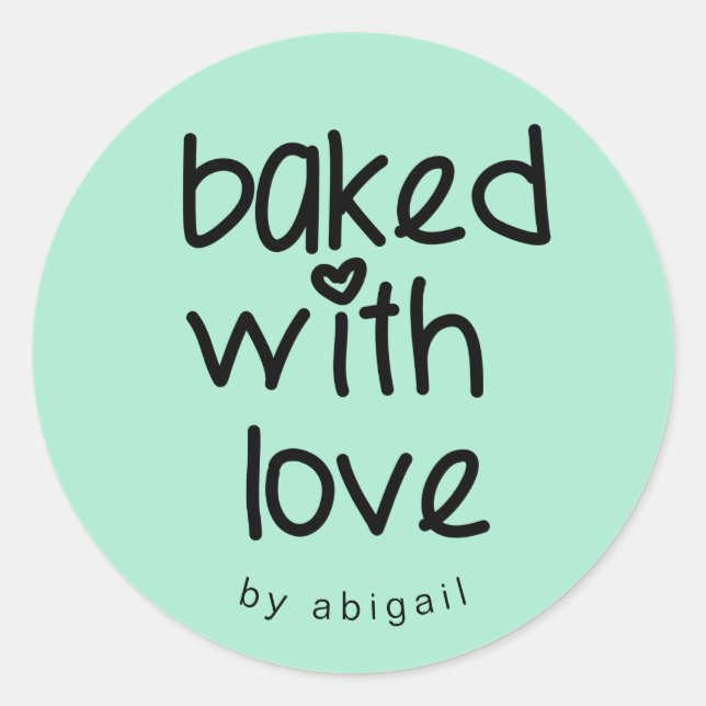 Baked with Love - Personalized Custom Color Classic Round Sticker (Front)