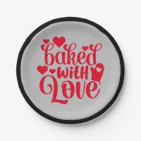 Baked With Love Quote Red Hearts Party
