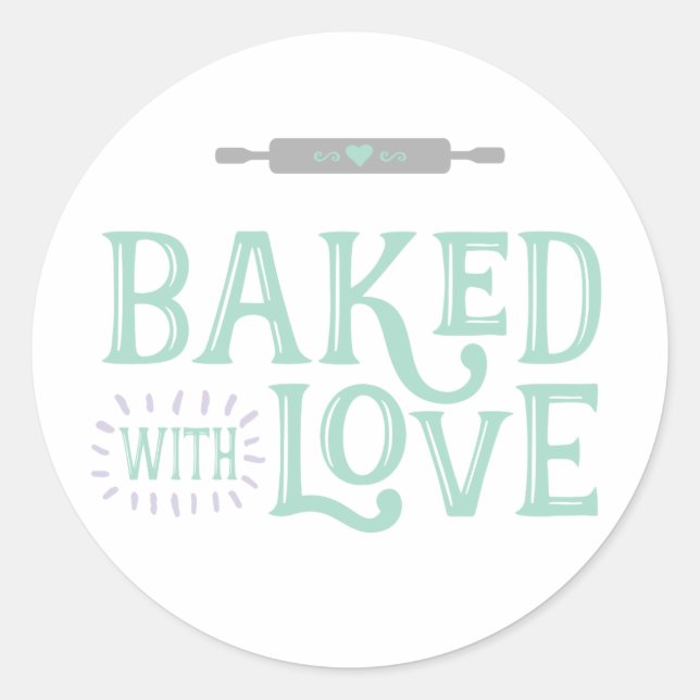 Baked With Love Round Sticker (Front)