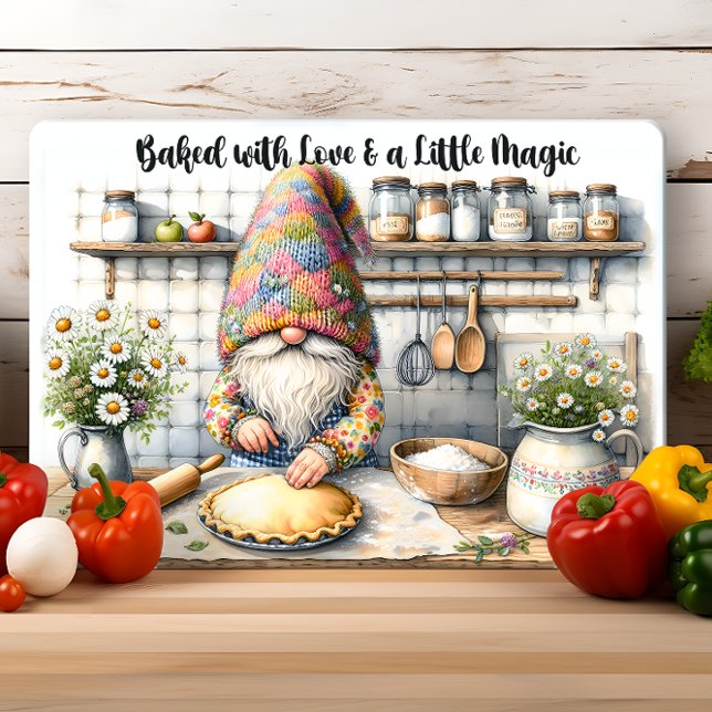 Baked With Love Rustic Baking Gnome  Cutting Board (Baked With Love Rustic Baking Gnome Cutting Board)
