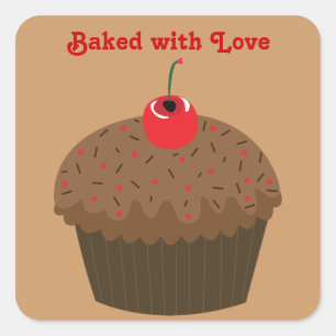Baked with Love Square Sticker