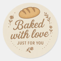 Baked With Love Sticker Label