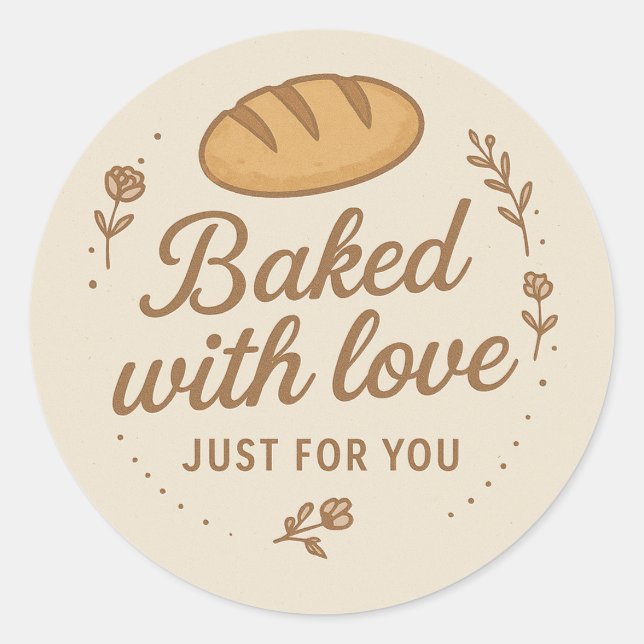 Baked With Love Sticker Label (Front)