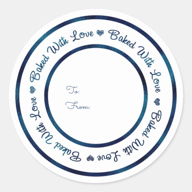 Baked With Love Treat Blue Shine Modern Glam Classic Round Sticker (Front)