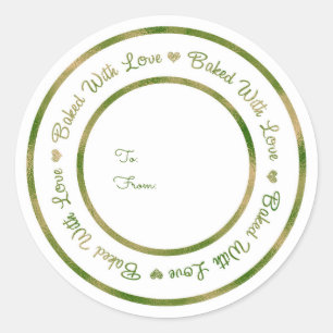 Baked With Love Treat Green Shine Modern Glam Classic Round Sticker