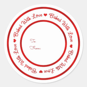 Baked With Love Treat Red Shine Modern Glam Classic Round Sticker