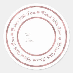Baked With Love Treat Rose Gold Modern Glam Classic Round Sticker