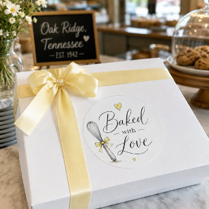 Baked with Love Watercolor Bakery Sticker