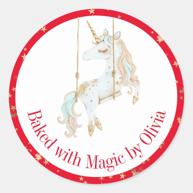 Baked with Magic Personalised Holiday Baking Classic Round Sticker (Front)