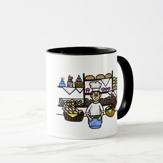 Baker At Bakery Counter Personalise Name Mug (Front Right)