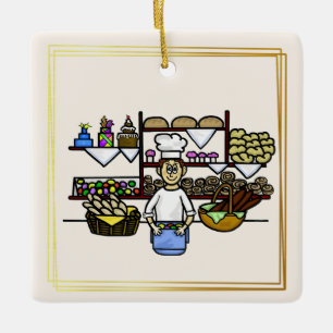 Baker At His Bakery Christmas Ornament