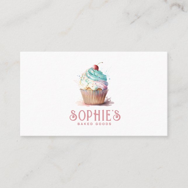 Baker Bakery Cupcake Logo   Business Card (Front)