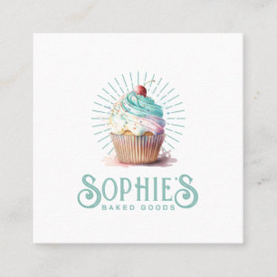 Baker Bakery Cupcake Logo  Square Business Card