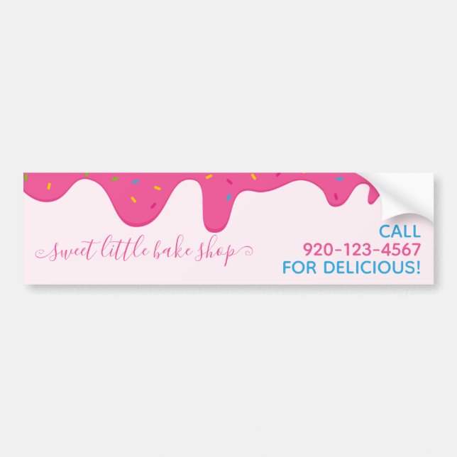 Baker Bakery Frosting Drips Sprinkles Pink  Bumper Sticker (Front)