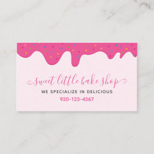 Baker Bakery Frosting Drips Sprinkles Pink Busines Business Card