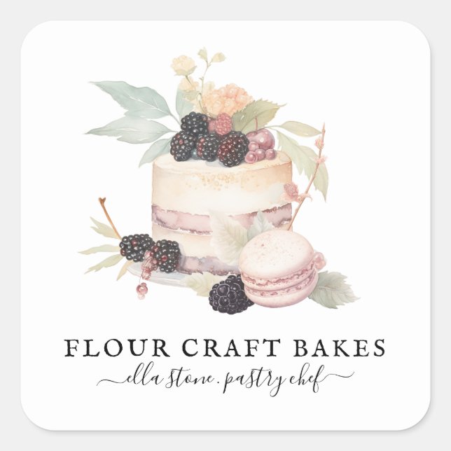 Baker Bakery Pastry Chef Catering Pink Cake Square Sticker (Front)