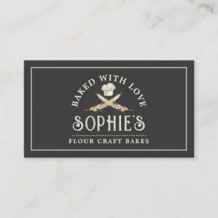 Baker Bakery Pastry Chef Logo Black  Business Card