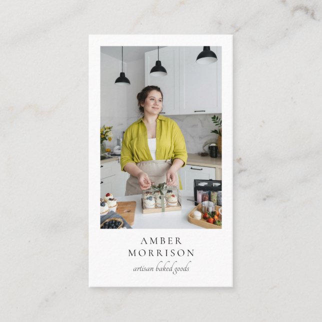 Baker Bakery Pastry Chef Photo QR Code Business Card (Front)