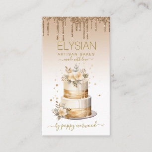 Baker Bakery Pastry Chef Rose Gold Glitter Business Card