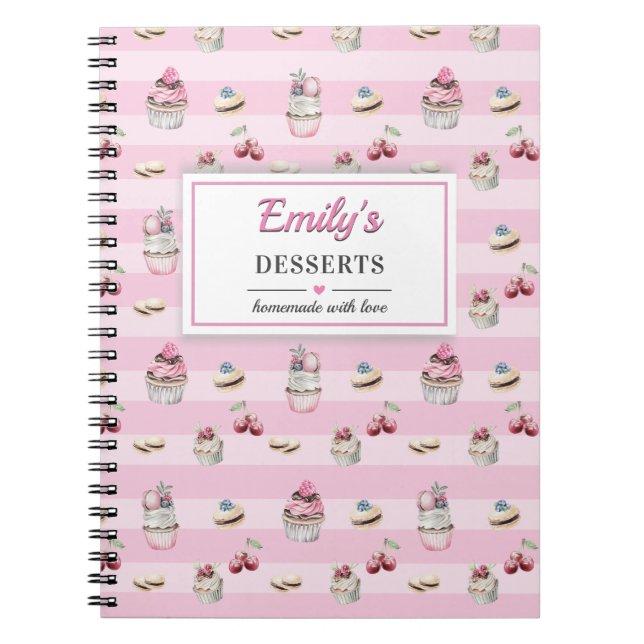 Baker Baking Sweet Dessert Blank Recipe Kitchen Notebook (Front)