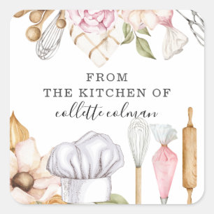 Baker Baking Tools From The Kitchen Of Square Sticker