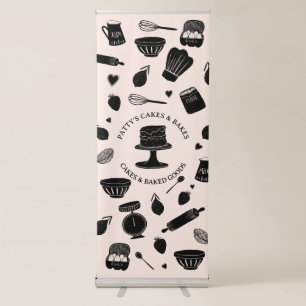 Baker Baking Utensils Pink Black Business Retractable Banner