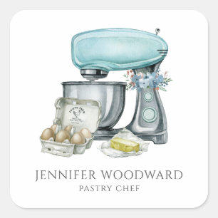 Baker Baking Watercolor Pastry Chef  Square Sticker