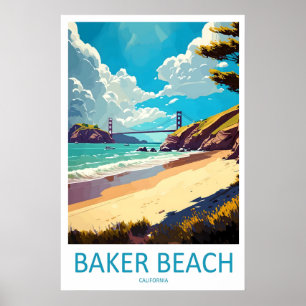 Baker Beach Vintage Travel Poster Ski National