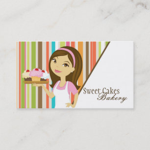 Baker Brunette Bakery Cup Cakes Bake Business Card