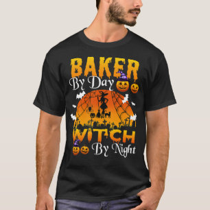 baker By Day Witch By Night bakers Halloween Ghost T-Shirt