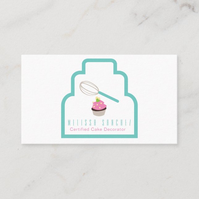 Baker Cake Logo Bakery Chocolate Cupcakes Business Card (Front)