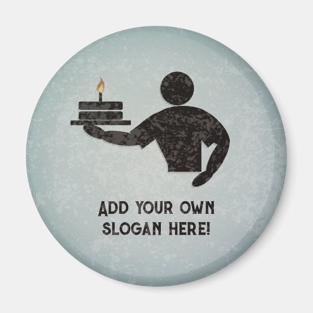 Baker / Cake Maker - own text on steel metal look Magnet (Front)