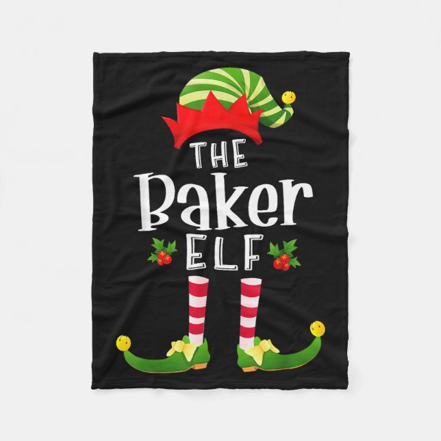 Baker Christmas Elf Matching Pajama X-mas Party  Fleece Blanket (Front)
