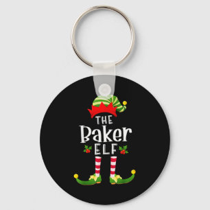 Baker Christmas Elf Matching Pajama X-mas Party Key Ring