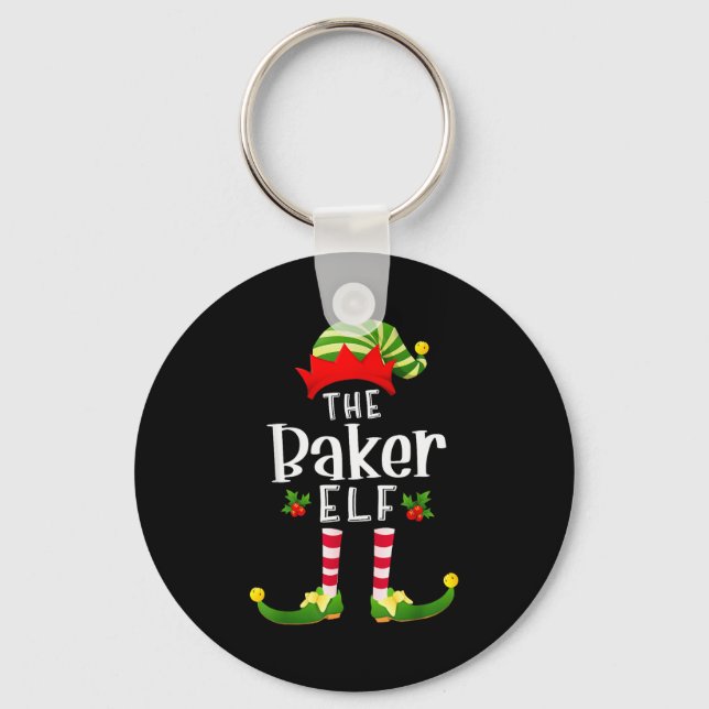 Baker Christmas Elf Matching Pajama X-mas Party  Key Ring (Front)