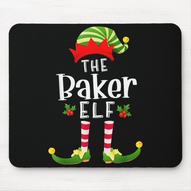 Baker Christmas Elf Matching Pajama X-mas Party  Mouse Mat (Front)