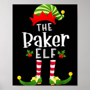 Baker Christmas Elf Matching Pajama X-mas Party  Poster