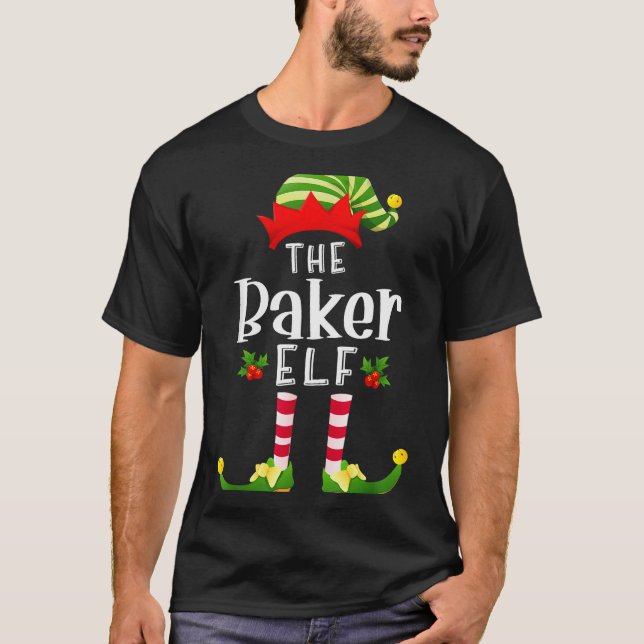 Baker Christmas Elf Matching Pajama X-mas Party  T-Shirt (Front)
