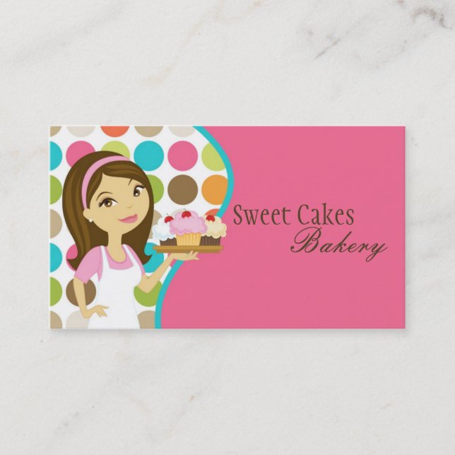 Baker Cup Cakes Bakery Sweet Treats Business Card (Front)