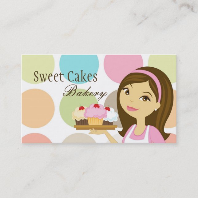 Baker Cup Cakes Bakery Sweet Treats Business Card (Front)