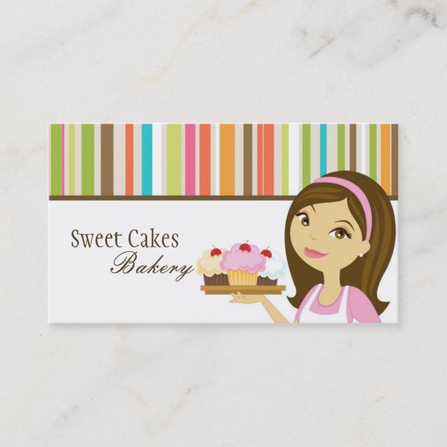 Baker Cup Cakes Bakery Sweet Treats Business Card (Front)