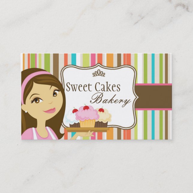 Baker Cup Cakes Bakery Sweet Treats Business Card (Front)